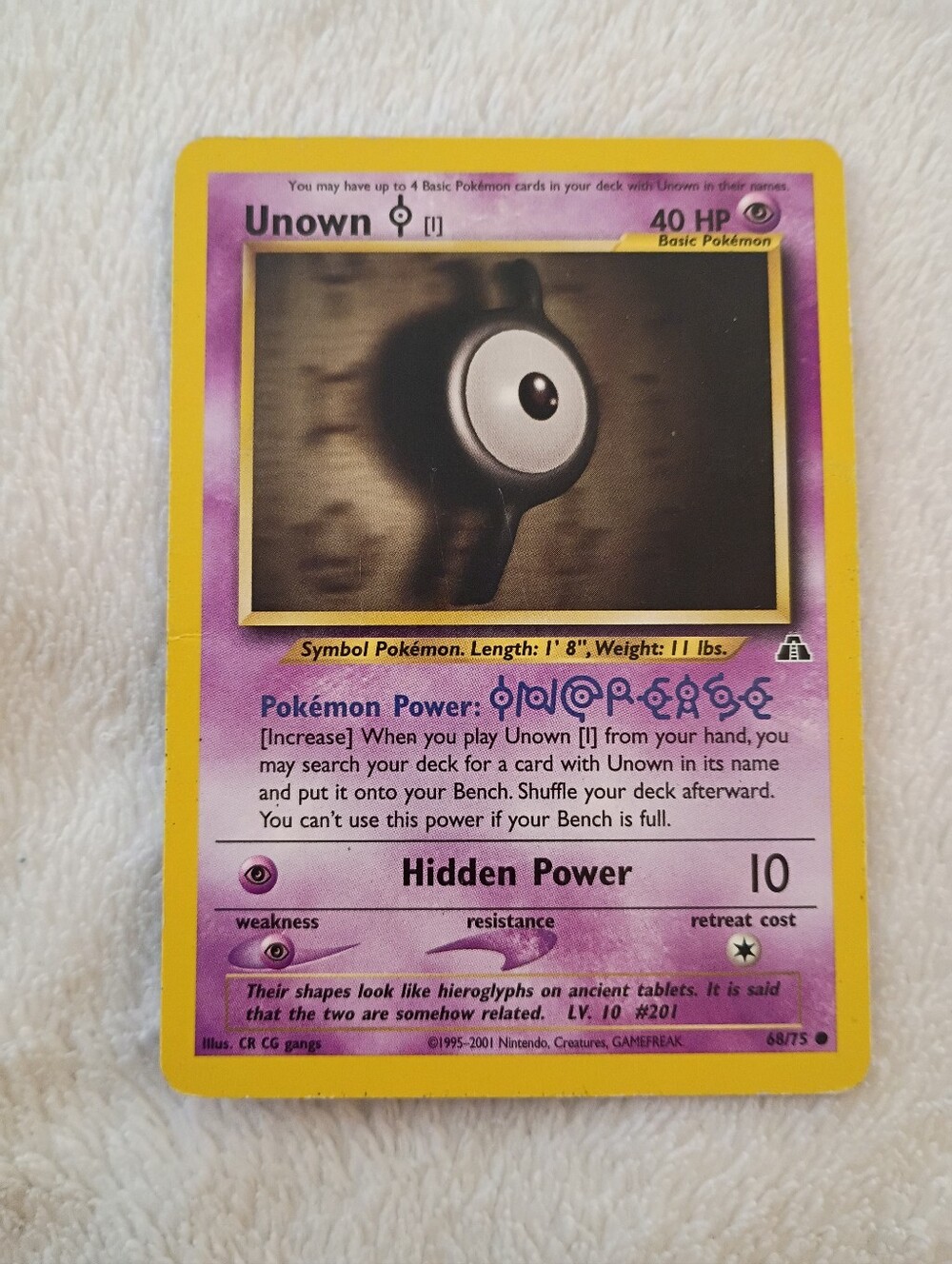 Unown Pokémon Card 68/75